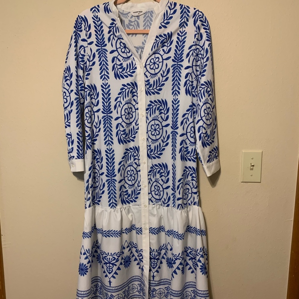 Goodnight Macaroon Mon Blue White Shirt Dress